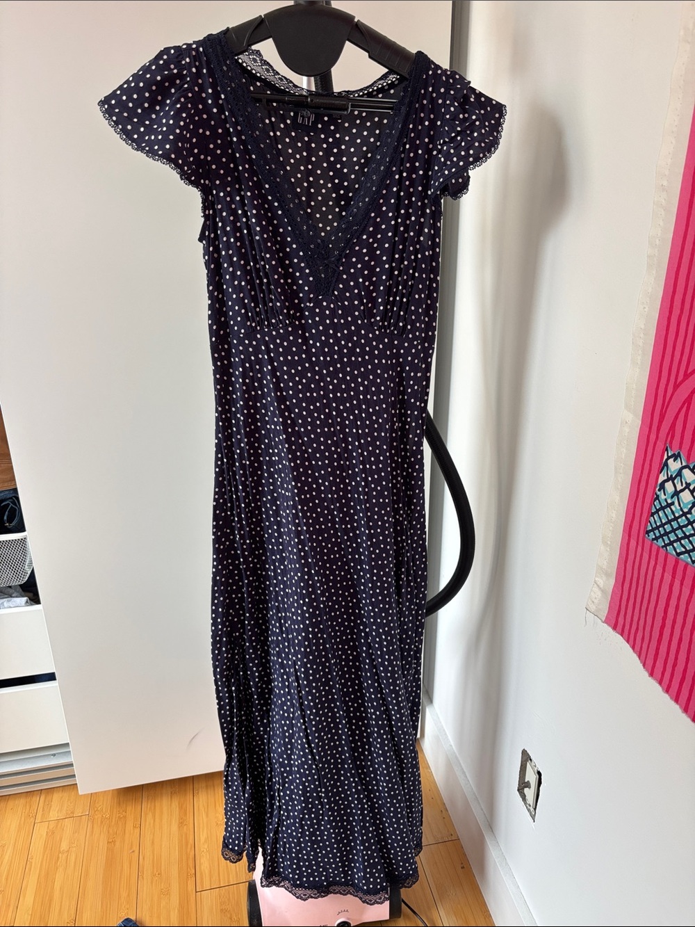 GAP Navy Maxi Dress with White Polka Dots